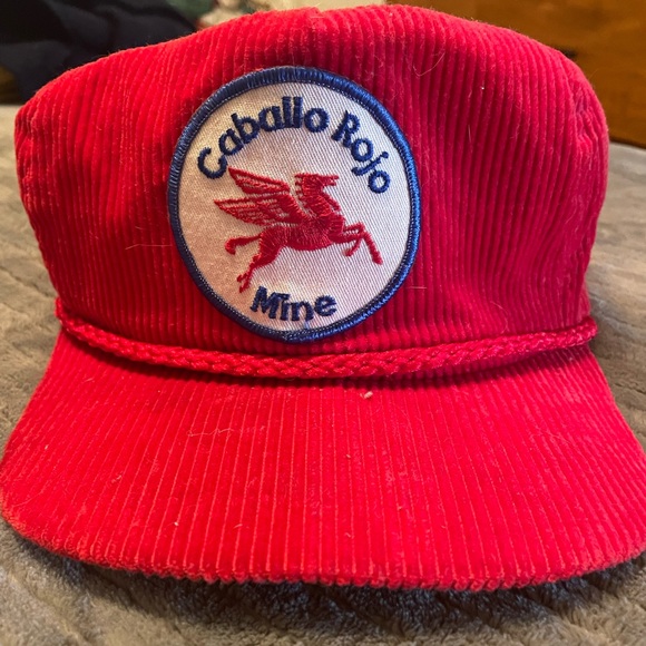 Vintage Red Corduroy Mobile Gas Hat - Picture 1 of 3